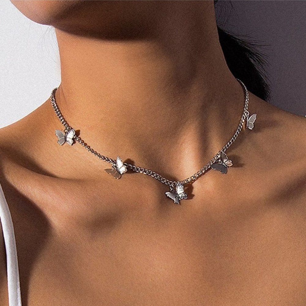Woman Butterfly Necklace Chain Pendant Bohemian